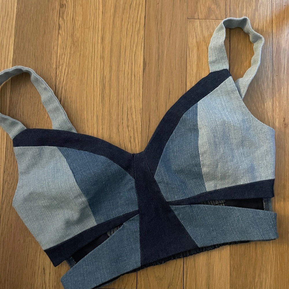 Colorblock Denim Bralette